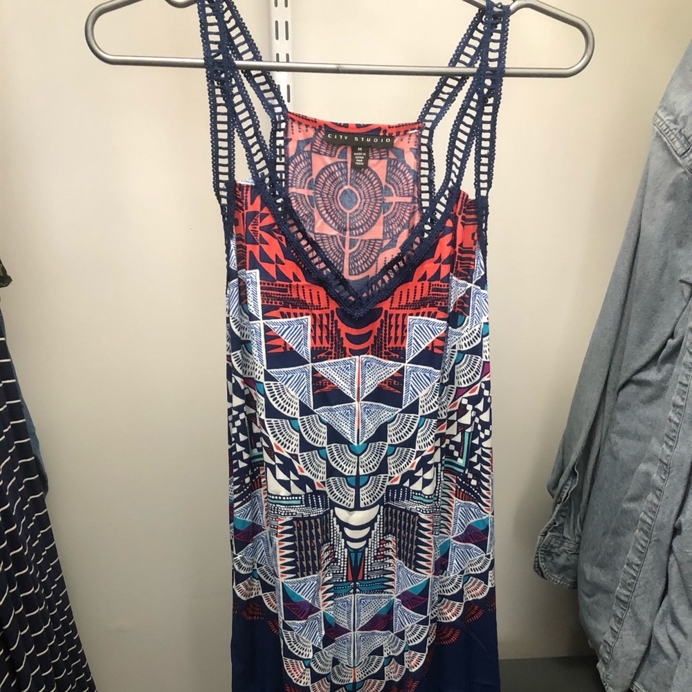 Navy Blue Print Dress